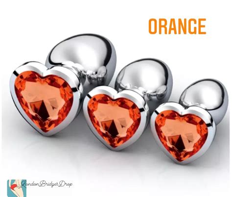 Orange Heart Shaped Round Butt Plug Anal Sex Bejeweled Toy Men S Women S Anal Play Buttplug Bdsm