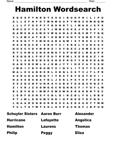 Hamilton Crossword Puzzle WordMint