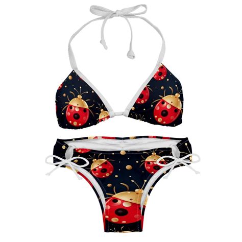 Seven Starred Ladybird Women S Detachable Sponge Adjustable Strap Bikini Set Pack For Beach