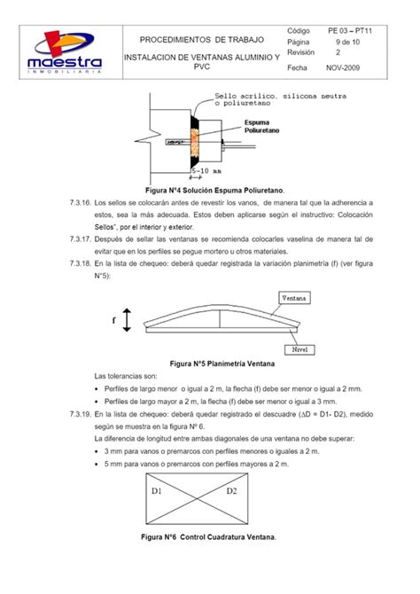 Procedimiento De Trabajo Instalacion De Ventana Aluminio Y Pvc Pdf