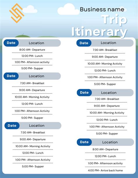 Detailed Trip Itinerary Template - Etsy Canada