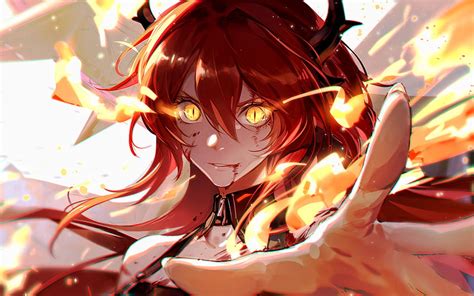 Surtr Yellow Eyes ArKnights Portrait Protagonist Manga ArKnights