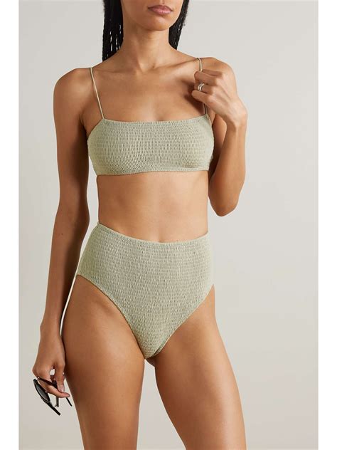 TOTEME Smocked Recycled Bikini Briefs NET A PORTER