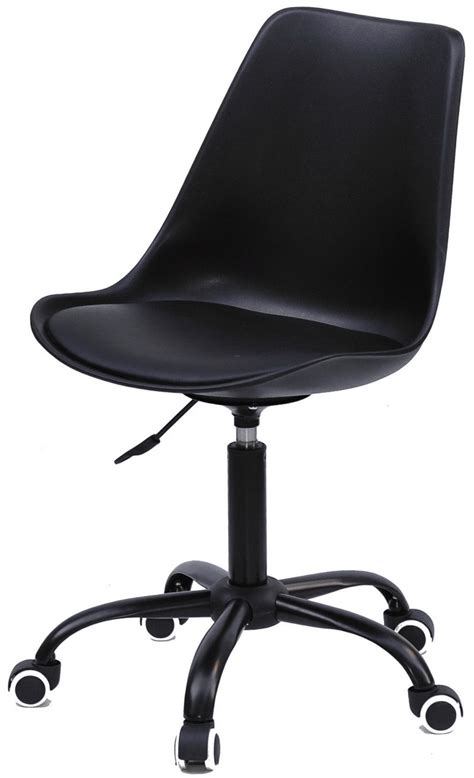 Стул Albert BK-Office Черный Кожзам, Черная Опора на Колесах ...