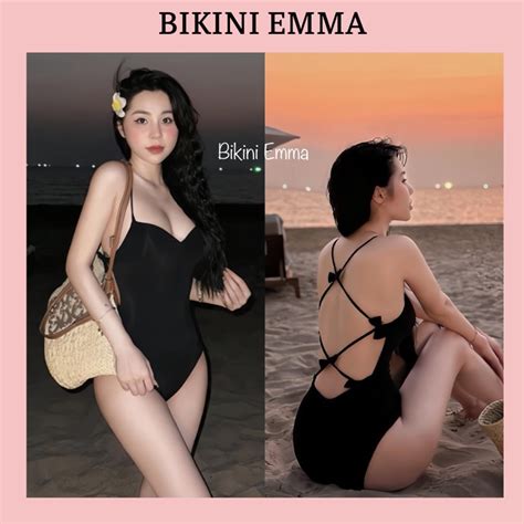 Bikini 1 Mảnh Bodysuit EMMA Đính Nơ Sau Lưng Co Giãn 4 Chiều Basic Sang Chảnh Có Mút Đệm