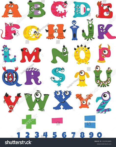 Set Cartoon Letters Numbers Vector Image Stock Vector (Royalty Free ...