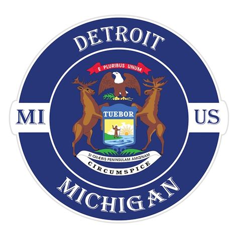 Premium Vector Detroit Michigan Flag Usa Travel Souvenir Seal Stamp