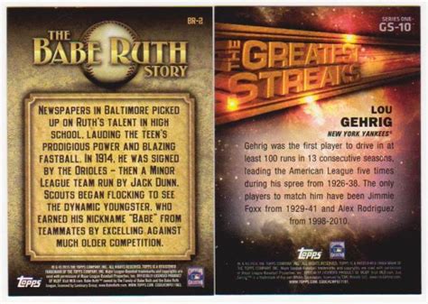 Babe Ruth Lou Gehrig Baseball Card Pair Property Room