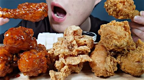 Asmr Fried Chicken Spicy Chicken And Fried Chicken Skin Mukband Bbq 황금