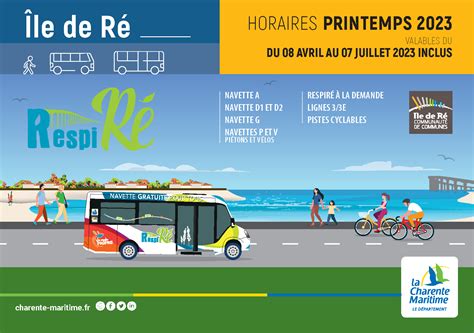 Horaires printemps 2023 CdC Île de Ré