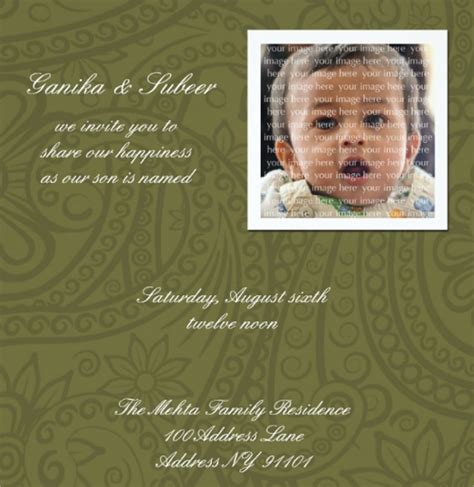 Free 16 Naming Ceremony Invitation Samples And Templates In Psd Pdf