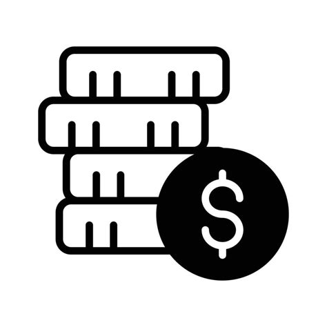 glyph icon showing stacked coins symbolizing savings  profit