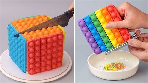 Oddly Satisfying Rainbow Cake Decorating Compilation So Easy Colorful Cake Tutorials Youtube