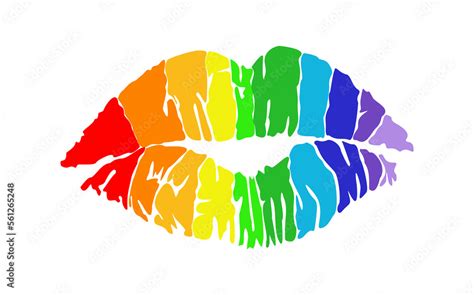 Rainbow Lipstick Kiss Print Lgbt Community Symbol Gay Pride Vector Illustration Isolated On