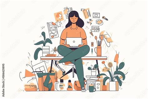 vector image of a woman working as a social worker., vector, flat ...