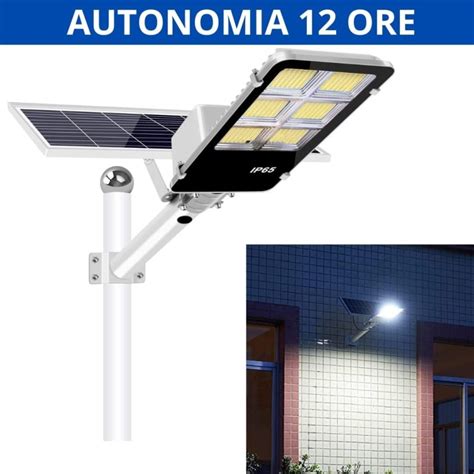 Lampione Solare Esterno W Con Pannello Fotovoltaico Led K