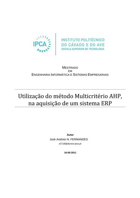 PDF Utilização do método Multicritério AHP na aquisição de