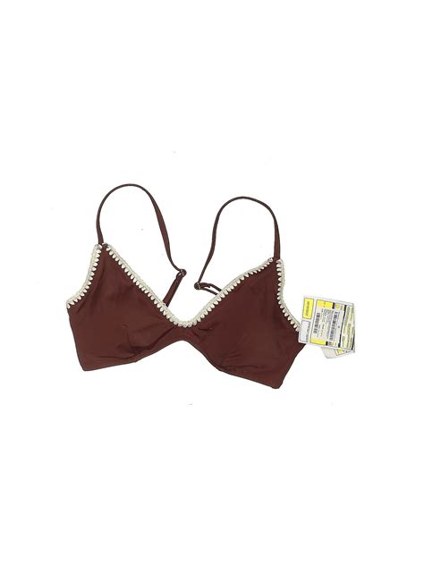 Shade And Shore 100 Recycled Plastic Solid Brown Burgundy Swimsuit Top