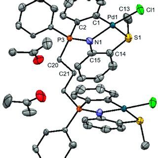 Ortep Drawing Of Complex C With Thermal Ellipsoid Plot Shown At