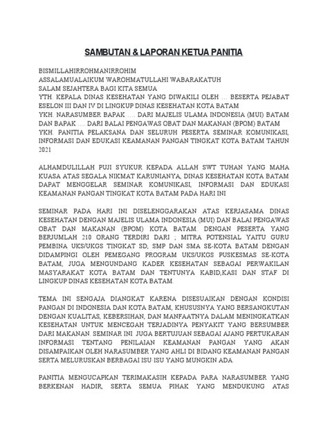 sambutan  lap ketua panitia