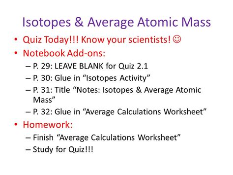 Isotopes And Atomic Mass Answers