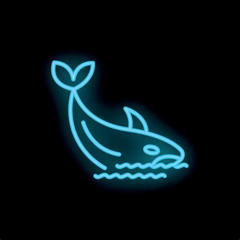 Neon Orca Jumping Out Of Water Icon On Black Background 52834276 Vector