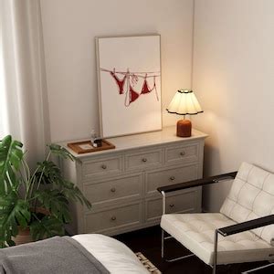 Bikini Hanging Poster Red Bikini On Clothesline Print Bathing Suit