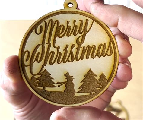 Laser Cut Merry Christmas Ornament Svg File Free Download