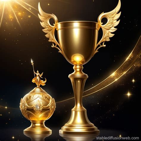 Gold Trophy on Black Background | Stable Diffusion Online
