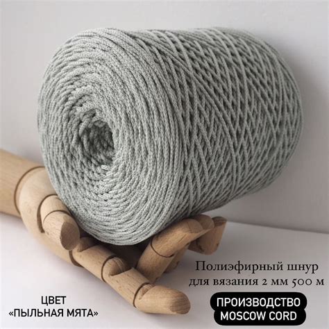 Полиэфирный шнур 2 мм Moscow Cord для вязания 500 м Пыльная мята ...