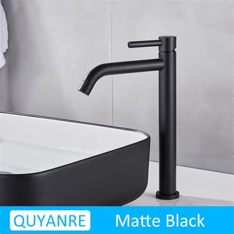 Quyanre fekete króm Tall medence mosogató csaptelep Slim fürdőszobai mosdó csaptelep víz Hot