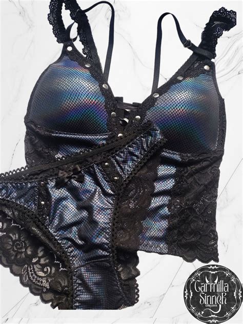 Set Siren Gothic Top Gothic Bustier Gothic Lingerie Lingerie Set Luxury Lingerie Gothic