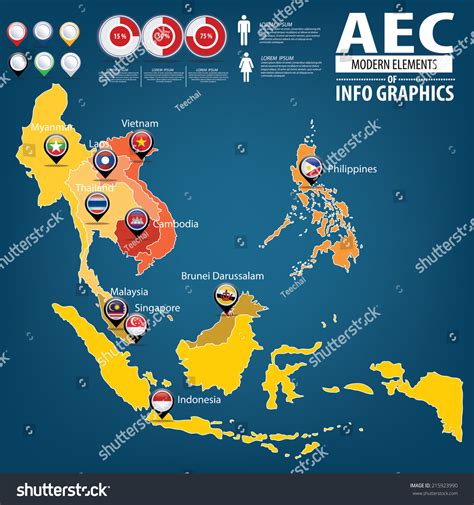 Aec Asean Economic Community World Map Royalty Free Stock Vector