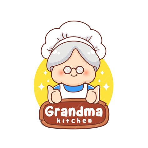 Premium Vector | Cute Grandma chef thumbs up mascot logo for restaurant
