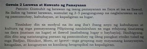 gawain  larawan  kuwento ng pamayanan
