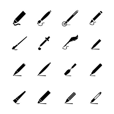 Ink Pen Or Ink Vector Icon Set 36317920 Vector Art At Vecteezy