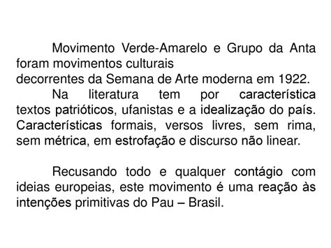 Movimento Verde Amarelo Modernismo - Movimento Verde Amarelo Modernismo - GITEDU