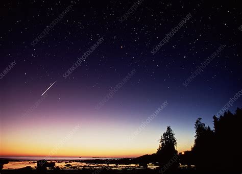 perseid meteor trail stock image  science photo library
