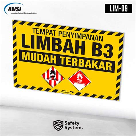 Jual Stiker Safety Sign K3 Tempat Penyimpanan Limbah B3 Mudah Terbakar