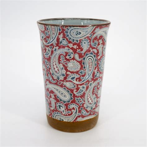 Grand Mug Japonais Th En C Ramique Paisley Rouge