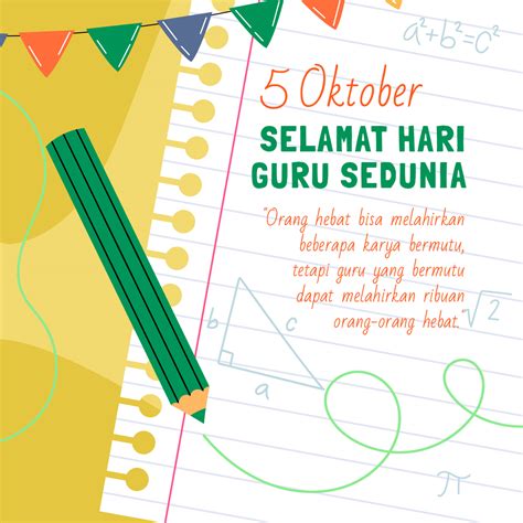 Poster Gambar Ucapan Selamat Hari Guru Sedunia 05 Oktober Sketzhbook