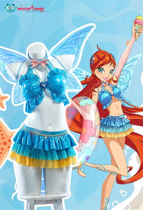 Fairy Club Bloom Derivative Swimsuit Blue Ruffle Bikini Set Two Piece Bathing Suit Top