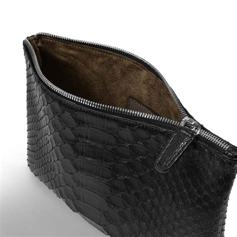 Kleine Pouch mit Zip, Pythonleder bei Bethge