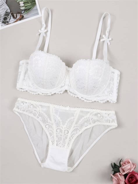 Women Lingerie Set Sexy Lace Half Cup Underwire Push Up Bra And Panty