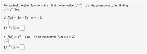 Solved For Each Of The Given Functions F X Find The