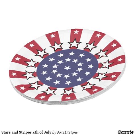 Stars And Stripes 4th Of July Paper Plate Custom Paper