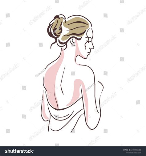 Figure Woman Girl Naked Back Profile Stock Vector Royalty Free Shutterstock