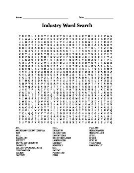 Industrial Revolution Industry Word Search Tpt