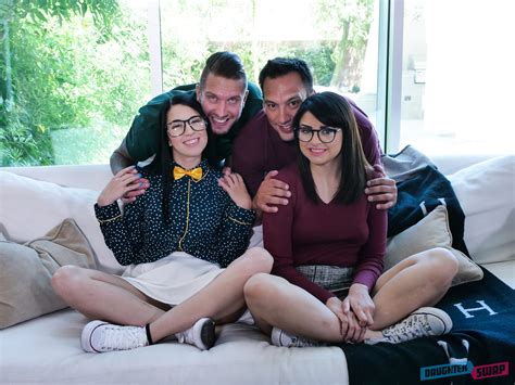 Two Nerdy Brunettes With Natural Tits Get Banged In Bed Photos Alex Coal Leida Lothario