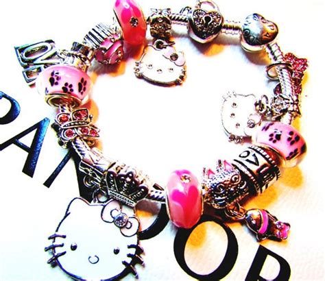 PANDORA HELLO KITTY Charm Bracelet 925 Sterling Silver Love | Etsy